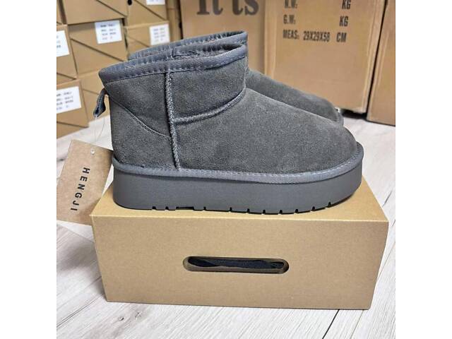 Сірі уггі платформа, натуральна замша 40,41р код 3128 - Фото 1