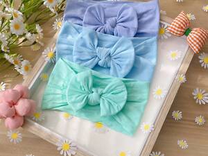 Сет дитячих пов'язок небесно-блакитна,світло-лілова,світло-бірюзова