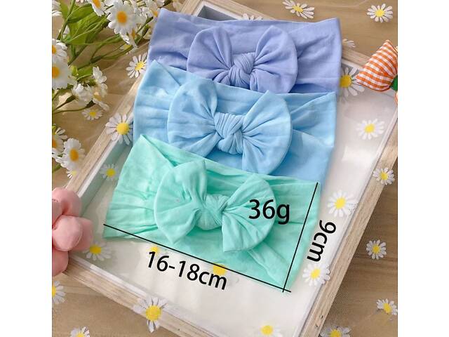 Сет дитячих пов'язок небесно-блакитна,світло-лілова,світло-бірюзова - Фото 2