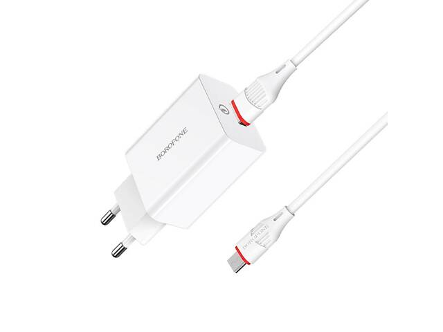Сетевое зарядное устройство BOROFONE BA21A Long journey single port QC3.0 charger set(Micro) 18W White yL. - Фото 4