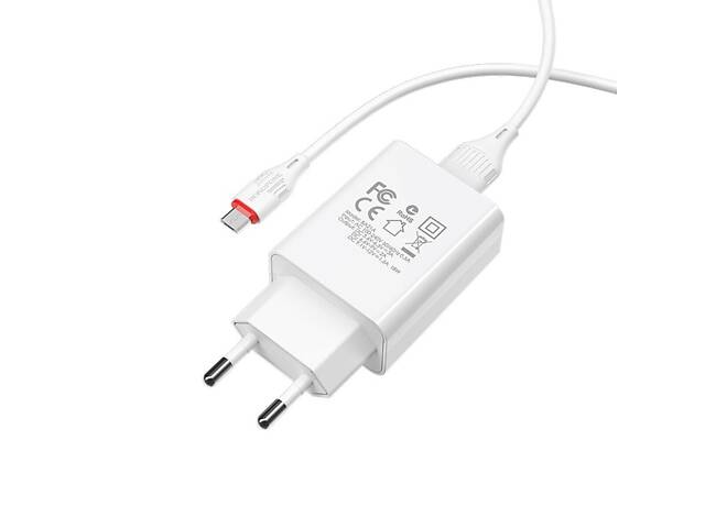 Сетевое зарядное устройство BOROFONE BA21A Long journey single port QC3.0 charger set(Micro) 18W White yL. - Фото 3