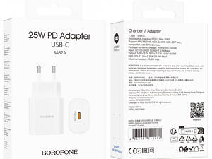 Мережевий зарядний пристрій Borofone USB-C блок живлення 25W Power Adapter для Apple/iPad/Samsung