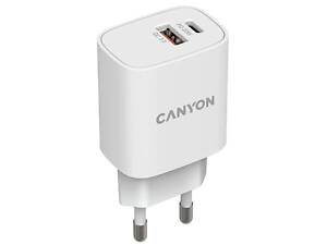 Сетевое зарядное устройство Canyon H-08 white (QC18W/PD 20W)