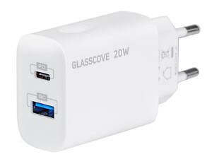 Сетевоe зарядное устройство Glasscove TC-012APQ20 3A 20W USB+Type C White (3_00661)