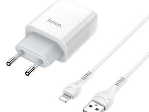 Мережевий зарядний пристрій HOCO C72A Glorious single port charger set (iP) 10.5W White yL.
