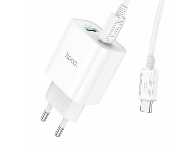 Сетевое зарядное устройство HOCO C80A Plus Rapido PD20W+QC3.0 charger set(Type-C to Type-C) White yL. - Фото 4