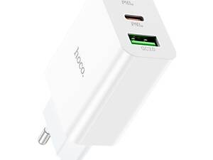 Мережевий зарядний пристрій Hoco C99A PD 20W Type-C / USB QC3.0 3A - White