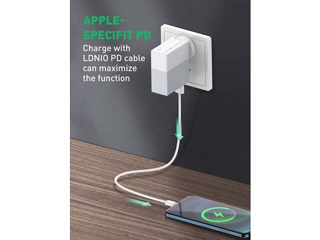 Сетевое зарядное устройство Profit A2620C 65W PD USB C + USB A + кабель Type C - Type C - Фото 3