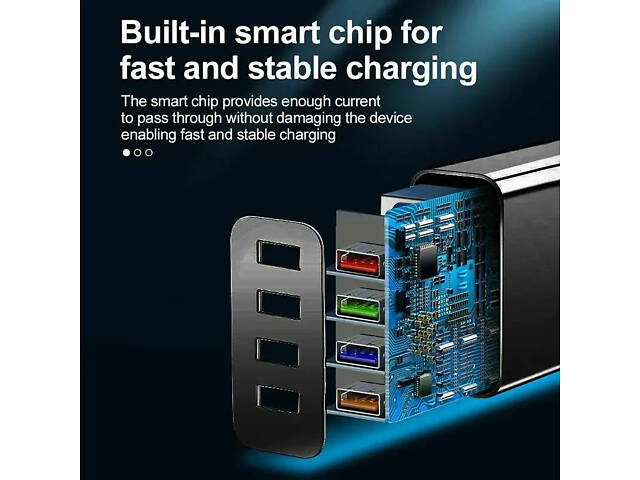 Мережевий зарядний пристрій із 4 USB-портами та підтримкою швидкого заряджання, 3.1 А - Фото 5