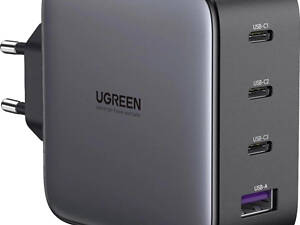 Мережевий зарядний пристрій Ugreen CD226/40747 1xUSB-A 3xUSB-C QC4.0 100W GaN Tech Fast Black