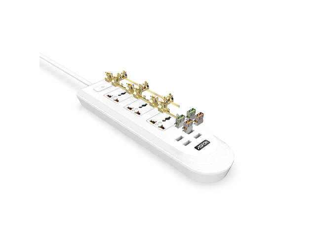 Мережевий фільтр Aspor A502 Auto Max (2.4A) 2м - білий - Фото 2