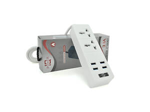 Сетевой фильтр ТВ-Т07, 2 розетки + 4 USB, 2 м, сечение 3х0,75мм, 2500W, White, Box