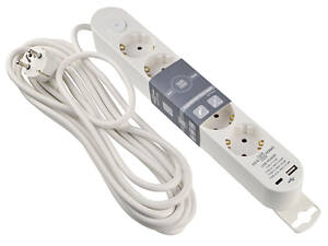 Сетевой фильтр-удлинитель 5 гнезд 5м с з/к USB+Type C с выключателем [ECO019001009] Ornat АСКО