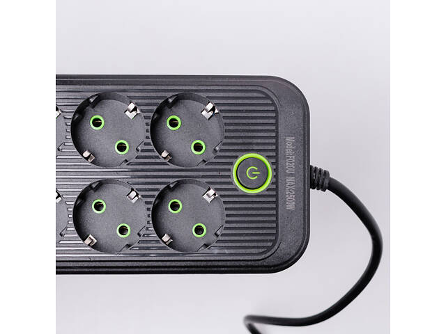 Мережевий фільтр 2.8 м подовжувач на 8 розеток з 3 USB 1 Type-C та кнопкою відключення F20U Чорний HP-5-28 - Фото 6