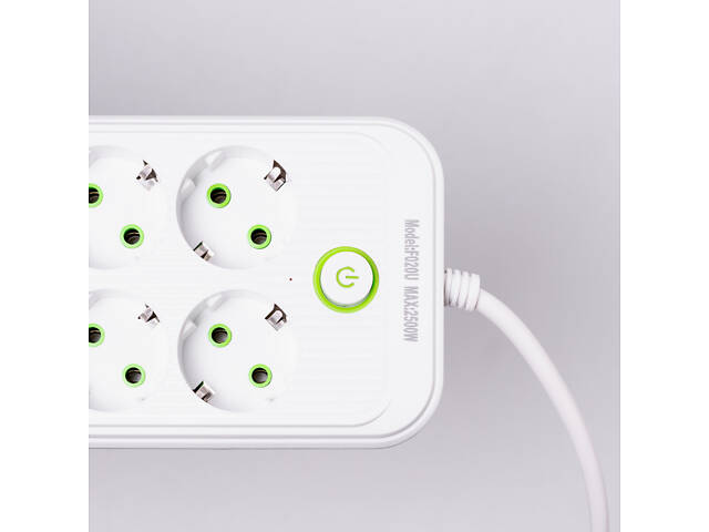 Мережевий фільтр 2.8 м подовжувач на 8 розеток з 3 USB 1 Type-C та кнопкою відключення F20U Білий HP-5-27 - Фото 6