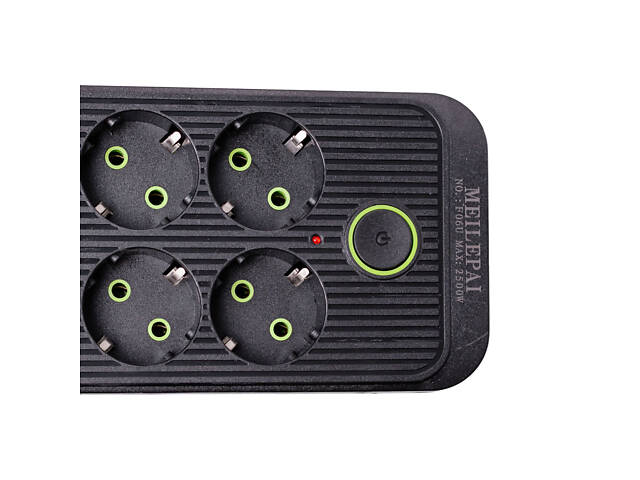 Мережевий фільтр 3 м подовжувач F06U на 6 розеток 4 USB 1 Type-C та кнопкою відключення Чорний HP-5-24 - Фото 5