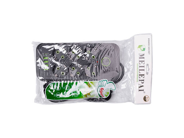 Мережевий фільтр 3 м подовжувач F06U на 6 розеток 4 USB 1 Type-C та кнопкою відключення Чорний HP-5-24 - Фото 8