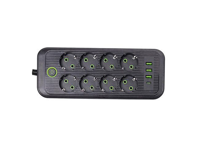 Мережевий фільтр 4.8 м подовжувач на 8 розеток з 3 USB 1 Type-C та кнопкою відключення F20U Білий HP-5-30 - Фото 3