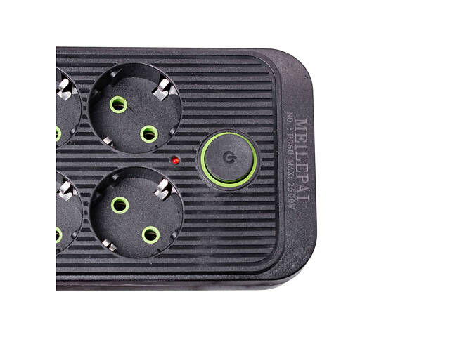 Мережевий фільтр 5 м подовжувач F06U на 6 розеток 4 USB 1 Type-C та кнопкою відключення Чорний HP-5-26 - Фото 4