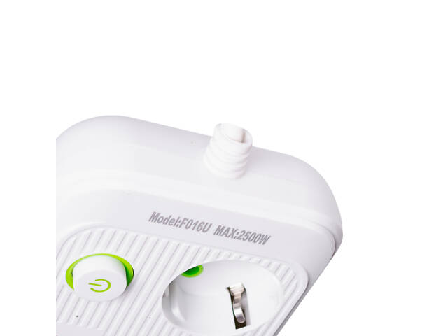 Мережевий фільтр кабель 4.75 м подовжувач F16 на 3 розетки 4 usb 2 type-c та кнопкою відключення Білий HP-5-21 - Фото 7