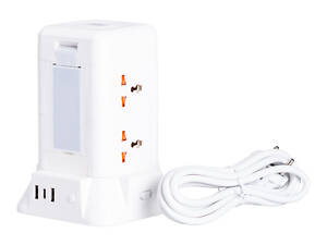 Мережевий фільтр подовжувач 2.8 м з лампою на 6 універсальних розеток з 2 USB, 1 Type-C, бездротова зарядка HP-5-1