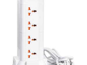 Мережевий фільтр подовжувач 2.8 м з лампою на 12 універсальних розеток з 2 USB, 1 Type-C, бездротова зарядка HP-5-9MF