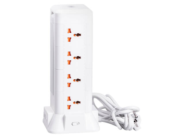 Мережевий фільтр подовжувач 2.8 м з лампою на 12 універсальних розеток з 2 USB, 1 Type-C, бездротова зарядка HP-5-9MF - Фото 1