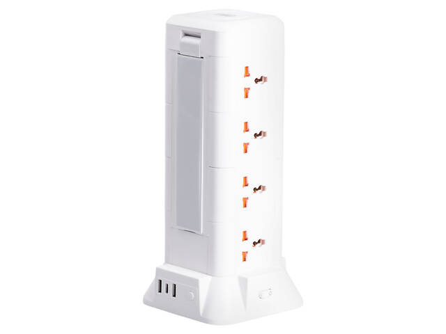 Мережевий фільтр подовжувач 2.8 м з лампою на 12 універсальних розеток з 2 USB, 1 Type-C, бездротова зарядка HP-5-9MF - Фото 4