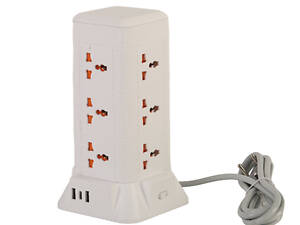 Мережевий фільтр подовжувач 2.8 м з лампою на 9 універсальних розеток з 2 USB, 1 Type-C, бездротова зарядка HP-5-5