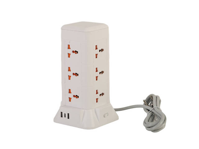 Мережевий фільтр подовжувач 2.8 м з лампою на 9 універсальних розеток з 2 USB, 1 Type-C, бездротова зарядка HP-5-5 - Фото 1