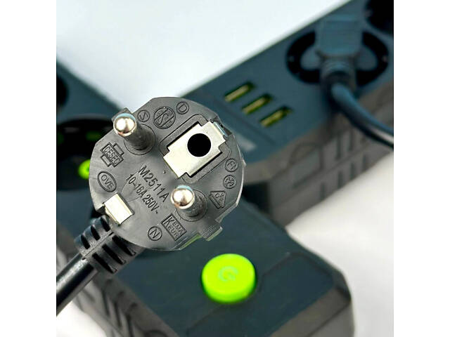 Мережевий фільтр-подовжувач 3 розетки 3USB 2500W 4 метри - Фото 2