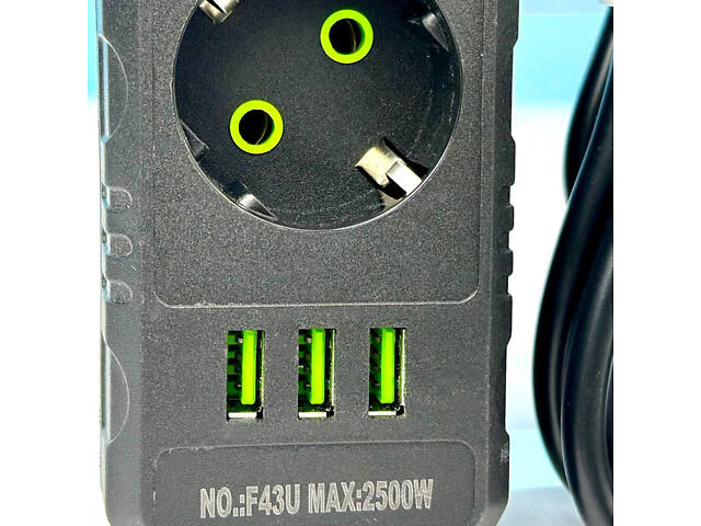 Мережевий фільтр-подовжувач 3 розетки 3USB 2500W 4 метри - Фото 4