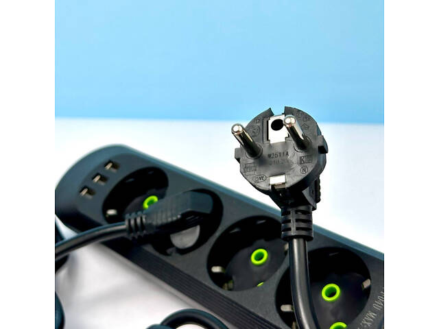 Мережевий фільтр-подовжувач 4 розетки 3USB 2500W 4 метри - Фото 2