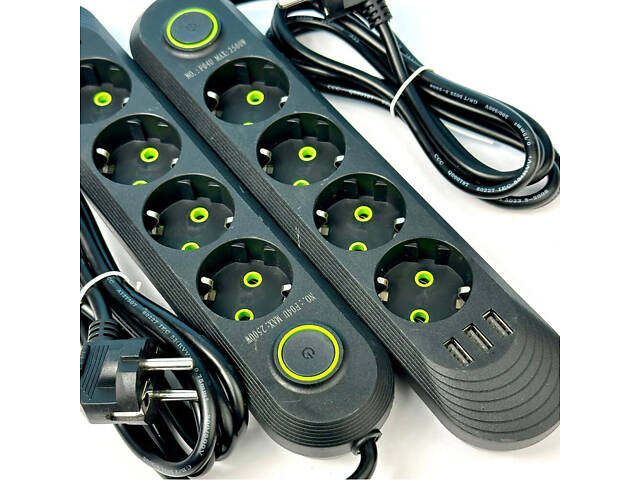 Мережевий фільтр-подовжувач 4 розетки 3USB 2500W 4 метри - Фото 4