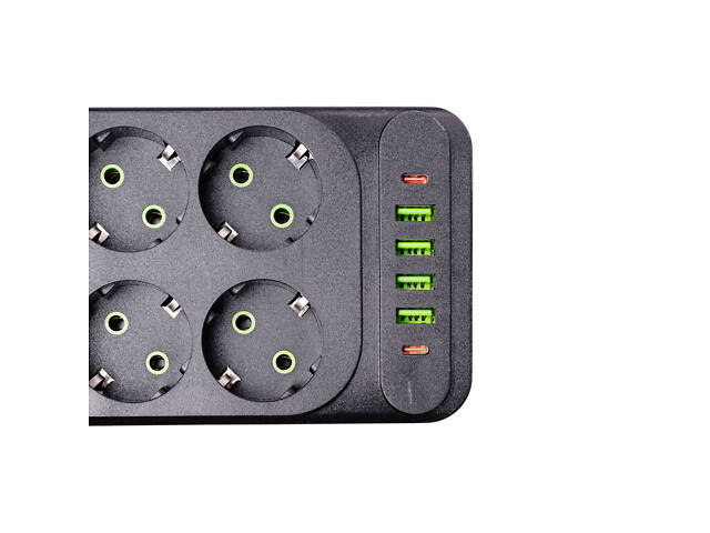 Мережевий фільтр подовжувач 5 м на 6 розеток 4 USB 2 Type-C та кнопкою вимкнення HP-5-16 - Фото 5