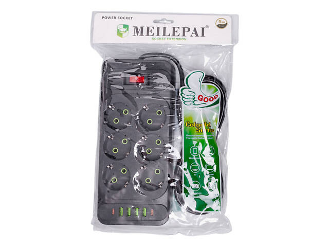 Мережевий фільтр подовжувач 5 м на 6 розеток 4 USB 2 Type-C та кнопкою вимкнення HP-5-16 - Фото 7