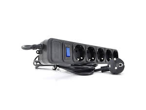 Сетевой удлинитель EUROPOWER EPB518 220В, 2 КВт, 5 розеток, 1,8 м, сечение 3х0,5мм, черный, пакет Q50