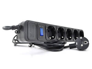 Сетевой удлинитель EUROPOWER EPB518 220В, 2 КВт, 5 розеток, 1,8 м, сечение 3х0,5мм, черный, пакет Q50
