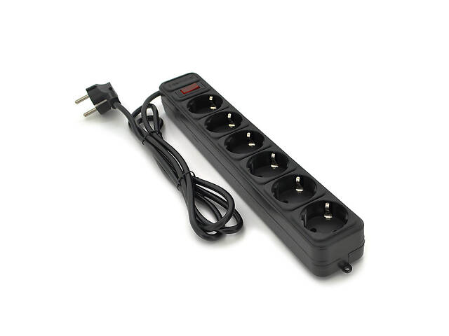 Сетевой удлинитель Gembird SP6, 220В 10А, 6 розеток, 1.8 м, Black, Q40 - Фото 1