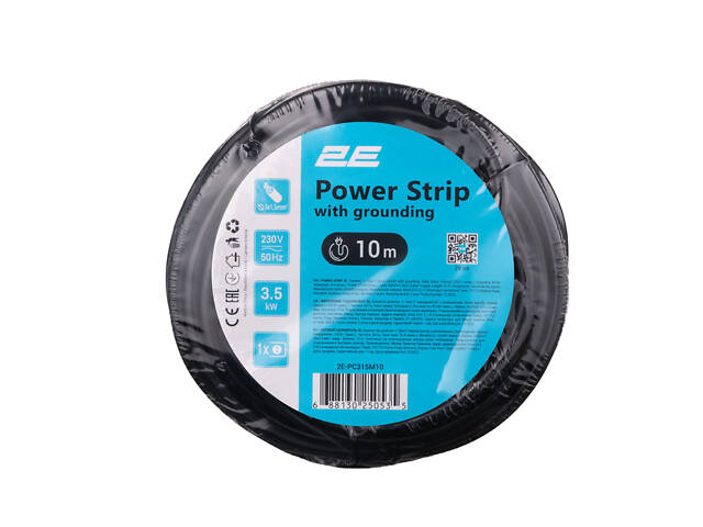 Мережевий подовжувач 2E 1XSchuko, 3G*1.5мм2, 10м, black (2E-PC315M10) - Фото 2
