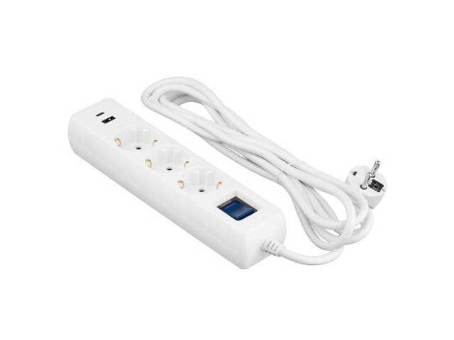 Мережевий подовжувач 2E 2E-SP315M3USBWH - Фото 1