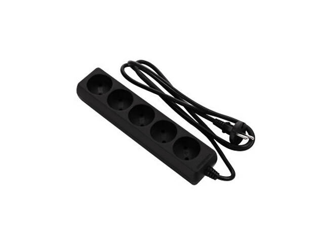 Мережевий подовжувач 2E 5XCEE7/17, 1.5м, black (2E-U0510M1.5BK_Gift) - Фото 1