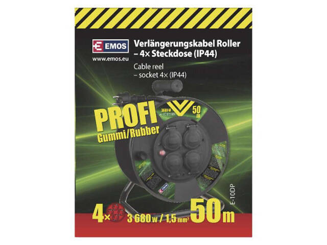 Мережевий подовжувач EMOS котушка 4 розетки, 50 м (P08250) - Фото 4