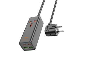 Сетевой удлинитель HOCO AC10A Barry PD65W GaN (2C2A with 1 socket) desktop charger Black yL.