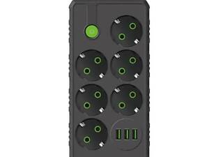 Мережевий подовжувач UA Power F17U 3USB 6 розеток 6 м Чорний (2680049335)