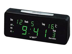 Мережевий електронний годинник VST-763 WX-4 салатові цифри + температура (USB)