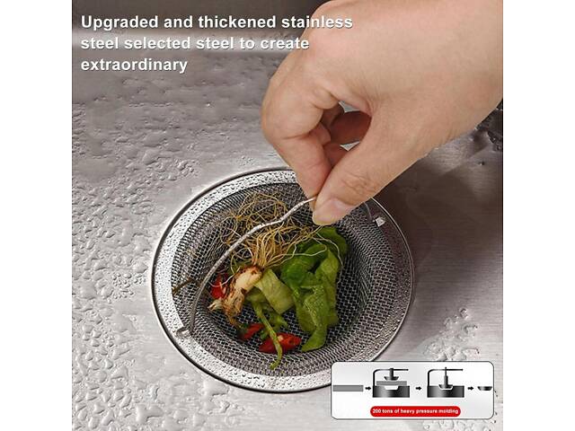 Сітка-фільтр для раковини з нержавіючої сталі з ручкою фільтр проти засмічення - Фото 3