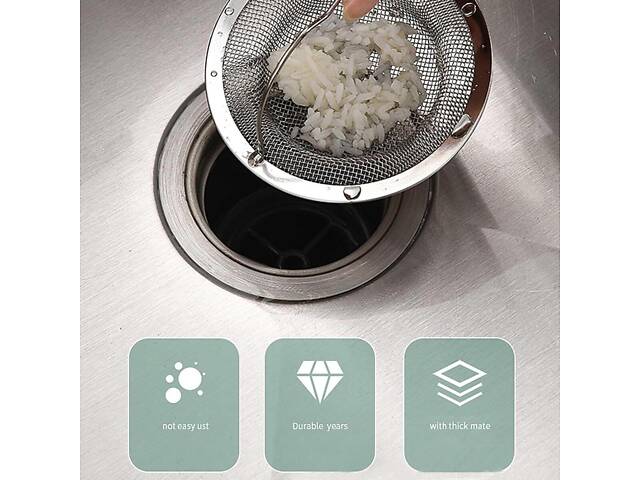 Сітка-фільтр для раковини з нержавіючої сталі з ручкою фільтр проти засмічення - Фото 4