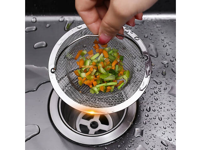 Сітка-фільтр для раковини з нержавіючої сталі з ручкою фільтр проти засмічення - Фото 8