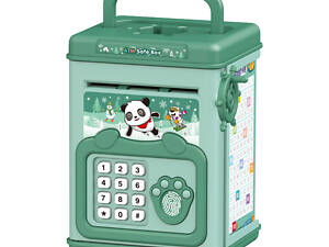 Сейф скарбничка електронна дитяча з купюроприймачем кодовим замком та відбитком пальця Зелений